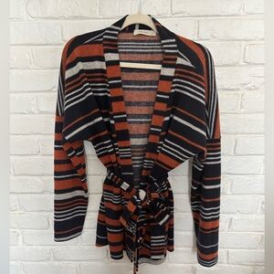 Chic Striped Cardigan with Belt